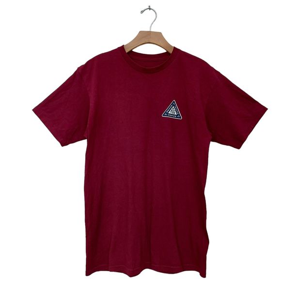 Brixton Graphic T-Shirt Mens Medium Burgundy Standard Fit Cotton Short Sleeve - Picture 1 of 11